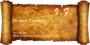 Vrana Ferenc névjegykártya